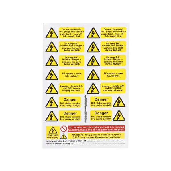 PV Arrays Hazard Warning Sticker